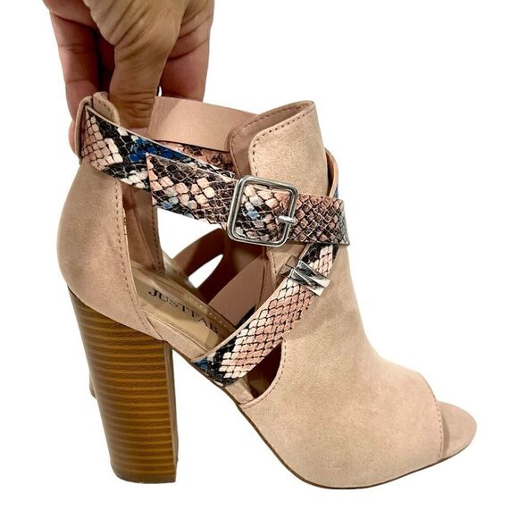 JustFab Rozlia open toe wrap around snake strap booties size 8 - Picture 2 of 11